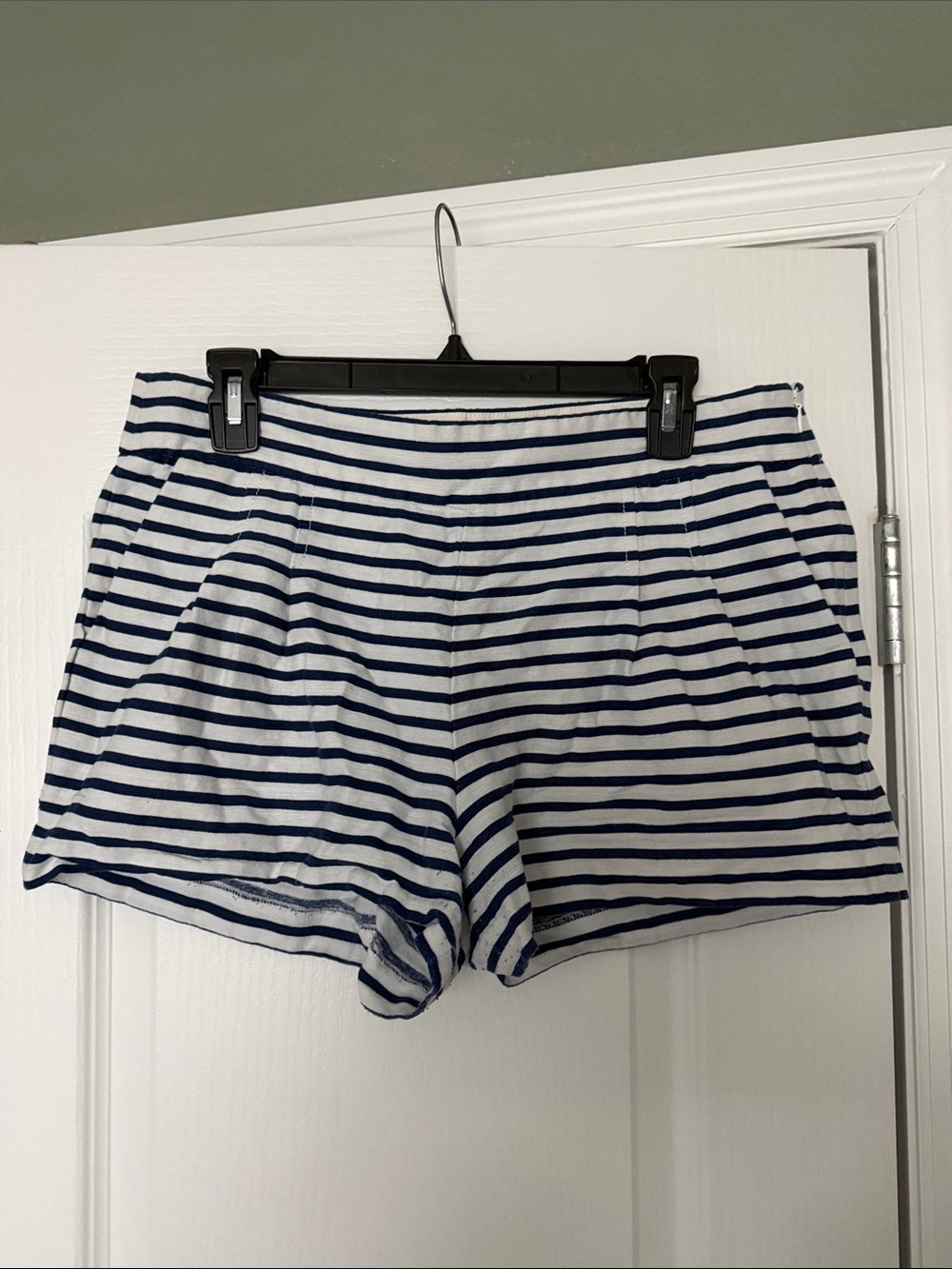 J. Crew Navy and White Striped High-Waist Shorts